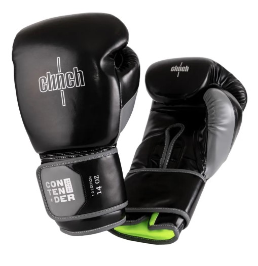 Перчатки боксерские Clinch Contender серебристо-черные (вес 12 унций) C184  фото