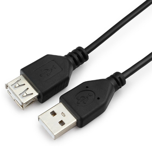 Кабель-удлинитель USB2.0 Гарнизон GCC-USB2-AMAF-1M, AM/AF, медь, 1м, черный, пакет фото