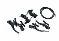 Набор тормоза V-br, алюминий, (передний+задний) + пластик/алюминий ручки + тросса, цвет черный 31226 фото