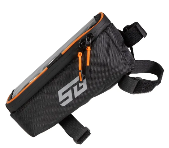 Велосумка на раму с отделением для телефона STG, модель FB-016, размер 20х11х9 см, черный/оранжевый фото