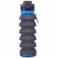 Бутылка для воды STARFIT FB-100, с карабином, складная, серая фото