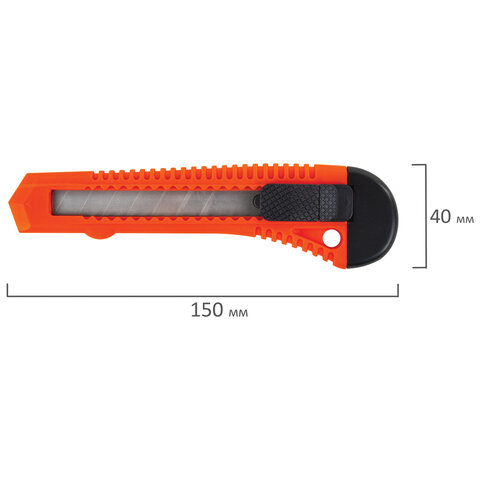 Нож канцелярский STAFF, 18 мм, фиксатор, цвет корпуса ассорти, упаковка с европодвесом фото
