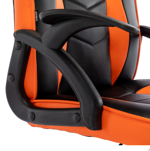 Кресло игровое BRABIX Shark GM-203, экокожа, черное/оранжевое, 532513 фото
