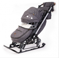 Санки-коляска "Joy every day J1/1" серый с кроликами фото