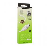 Кабель USB - MicroUSB BOROFONE BX14 2м белый (6957531090014) фото