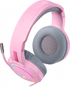 Игровые наушники с микрофоном REDRAGON Mento Розовые RGB 3.5мм фото
