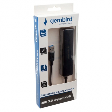 Хаб USB 3.0 Gembird UHB-C354 черный фото