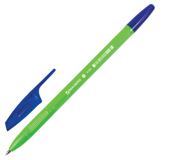 Ручка шариковая BRAUBERG X-333 NEON SOLID, СИНЯЯ, корпус ассорти, узел 0,7мм, линия 0,35мм, 142831 фото