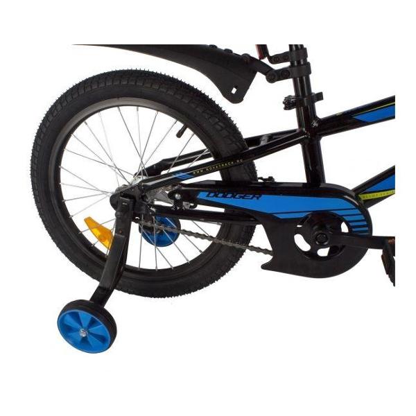 (м) Велосипед детский NOVATRACK 18"185ADODGER.BK22 алюм.,чёрный, тормоз нож, короткие крылья, защита фото