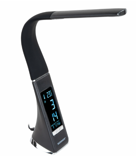 Лампа настольная SONNEN SM-01B на подставке, LCD-экран, СВЕТОДИОДНАЯ, 5 Вт, черный, 238232 фото