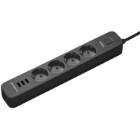 Удлинитель PERFEO PF_C3956, 4 роз - 3 USB - 2,0 м - черный фото