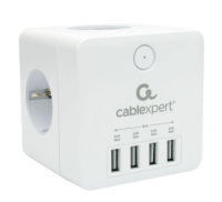 Сетевой фильтр Cablexpert Cube CUBE-4-U4-W белый (4 розетки + 4 USB-A)  фото