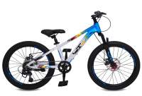 (м) Велосипед детский LTBIKE 22" SKILL, алюминий, рама 11", 6-ск, белый/синий фото