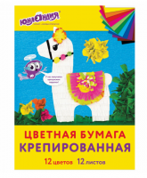 Набор крепированной бумаги, А4, 12 листов, 12 цветов, в папке с европодвесом, ЮНЛАНДИЯ, 112558 фото