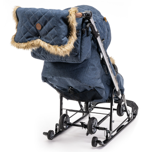 Санки-коляска "Joy every day J1/1" синий с котятами фото