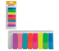 Закладки клейкие BRAUBERG НЕОНОВЫЕ пластиковые, 45х12 мм, 8 цветов х 25 листов, на пластиковой126700 фото
