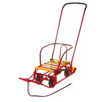 Санки Ника Тимка 5 Универсал алый с 4-я колесами (спинка и ручка) Т5У/АЛ2 фото