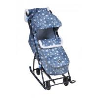 Санки-коляска Ника Наши Детки 6 со звездами джинс НДТ6/3 фото