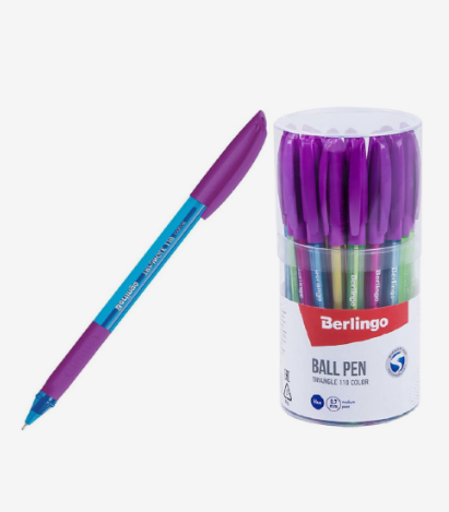 Ручка шариковая Berlingo "Triangle 110 Color" синяя, 0,7мм, грип, корпус ассорти фото