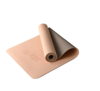 Коврик для йоги STARFIT FM-201 TPE 183x61х0,4 см персиковый/серый  фото