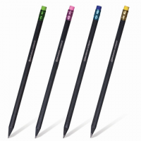 Карандаш ч/г BRAUBERG, 1 шт., "Black Wood", НВ, черное дерево, 180629 , c резинкой ассорти, черный к фото