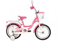 (м) Велосипед детский NOVATRACK 14"147BUTTERFLY.PN23 розовый, тормоз нож, крылья и багаж хром, корз, фото