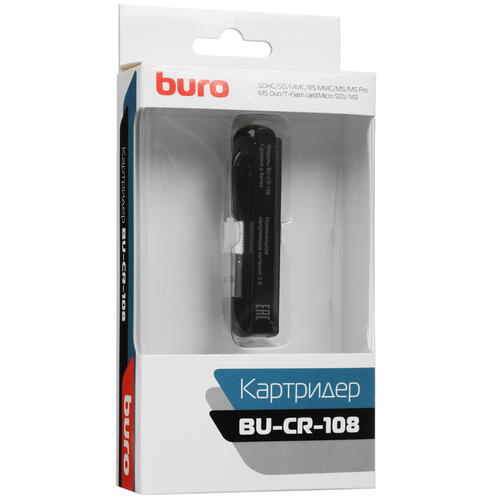 Устройство чтения карт памяти Buro BU-CR-108 черный фото