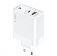Сетевое зарядное устройство PERO TC15 USB-A QC3.0 + USB-C PD 65W белый ТС15W фото
