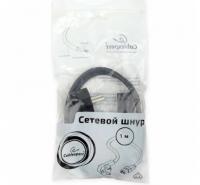 Кабель питания Cablexpert PC-186-1M, Schuko-C13, 3x0.5мм2, 6А, с заземлением, 1м, черный, пакет фото