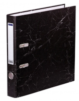 Папка-регистратор OfficeSpace 50мм, мрамор, черная, бюджет фото