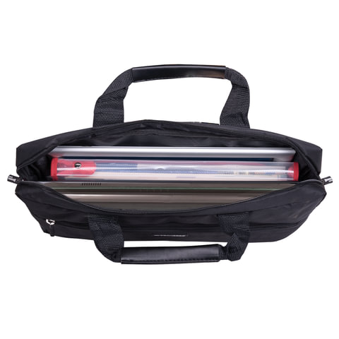 Сумка портфель BRAUBERG PRACTICAL с отд. для ноутбука 15,6", Grey line, черная, 29х40х7 см, 272604 фото