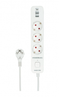 Сетевой фильтр Гарнизон 2.0 Мультипорт EPS-3-CU2-W-2, 3 р, 10А, 1xType-C PD, 2хUSB QC, 2м, ур.защиты фото