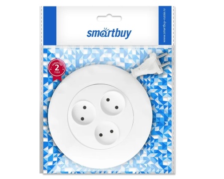 Удлинитель SMARTBUY SBE-10-3-03-W, 3 гнезда 3 метра (10А/2,2кВт) круглый белый фото