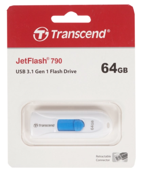USB флеш-накопитель 64GB Transcend JetFlash 790 белый USB 3.0 TS64GJF790W фото