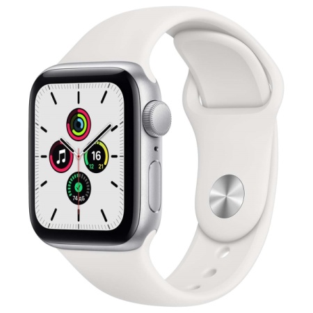 Умные часы Apple Watch SE 44mm Silver/White Sport Band MYDQ2RU/A фото