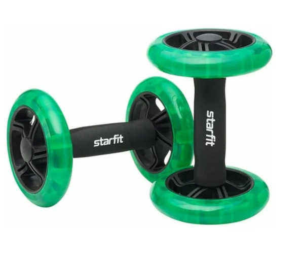 Ролики для пресса раздельные STARFIT RL-107 черный/ярко-зеленый фото