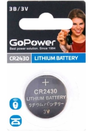 Батарейка GoPower CR2430 BL1 Lithium 3V 1шт фото