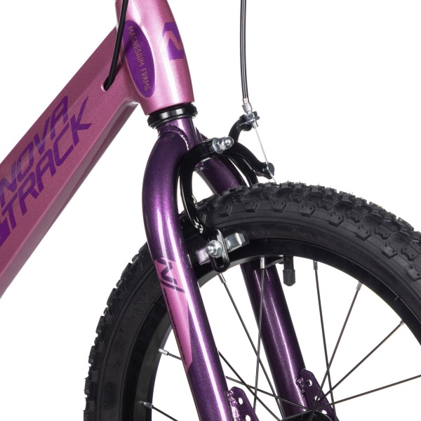 (м) Велосипед детский NOVATRACK 16"16M.COOPER.LC5 Магний-алюминий.рама, лиловый, полная защ.цепи, пе фото