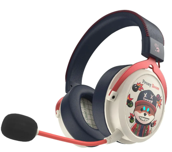 Игровые наушники с микрофоном A4 Bloody  MR595 Proxy Boom бежевый/черный мониторные BT/Radio фото