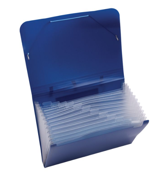 Папка 13 отделений OfficeSpace А4, 500мкм, на резинке, индексные разделители, пластик, синяя купить ЦИТ Папка 13 отделений OfficeSpace А4, 500мкм, на резинке, индексные разделители, пластик, синяя фото
