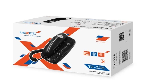 Телефон проводной TEXET TX-238 черный фото
