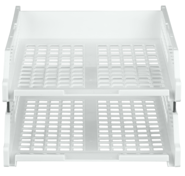 Лоток для бумаг горизонтальный СТАММ "Strong", набор 2шт., на метал. стержнях, белый фото