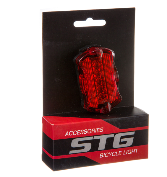 Велофонарь задний STG TL5388, 5 красных диодов с линзами  (2*ААА в компл. не вход.) Х88375 фото