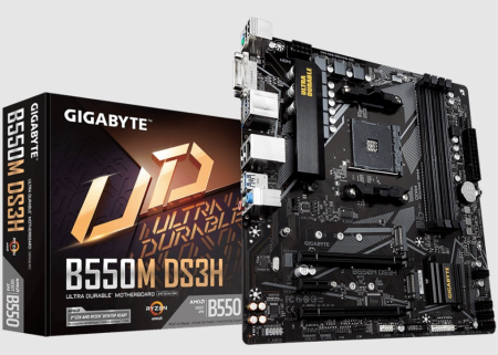 Материнская плата Gigabyte B550M DS3H <S-AM4 AMD B550 4xDDR4 mATX AC`97 8ch(7.1) GbLAN RAID DVI+H фото