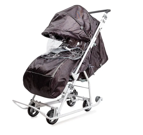 Санки-коляска Ника Наши детки 3-1К в горошек шоколадный НДТ3-1К/3 фото