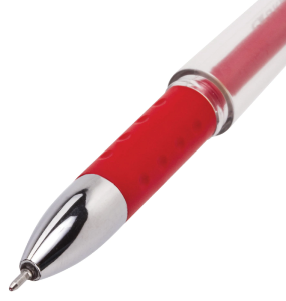 Ручка гелевая с грипом BRAUBERG Geller, КРАСНАЯ, игольчатый узел 0,5мм, линия письма 0,35мм, 141181 фото