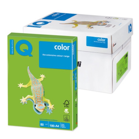 Бумага цветная IQ color, А4, 80 г/м2, 500 л., интенсив, ярко-зеленая, MA42 код 110658 фото