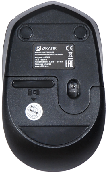 Мышь Oklick 488MW черный оптическая (1600dpi) беспроводная USB (4but) фото