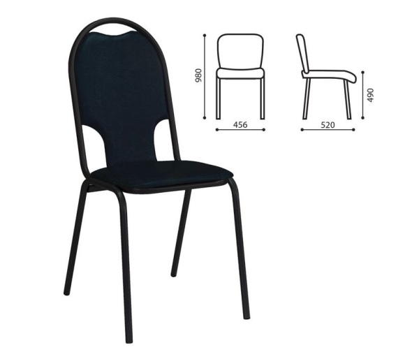 Стул для посетителей РС02М, черный каркас, кожзам черный Код 531894  фото