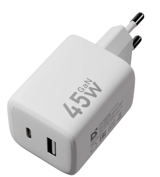 Сетевое зарядное устройство DEFENDER UPA-145 45W, USB A+C, белый (83245) фото